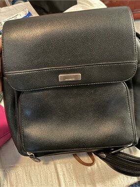 Black Men's Leather Crossbody Bag -